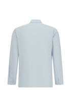 Açık Mavi Uzun Kol Slim Fit Dar Kesim Pamuklu Keten Gömlek