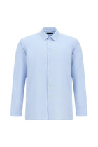 Mavi Uzun Kol Slim Fit Dar Kesim Pamuklu Keten Gömlek