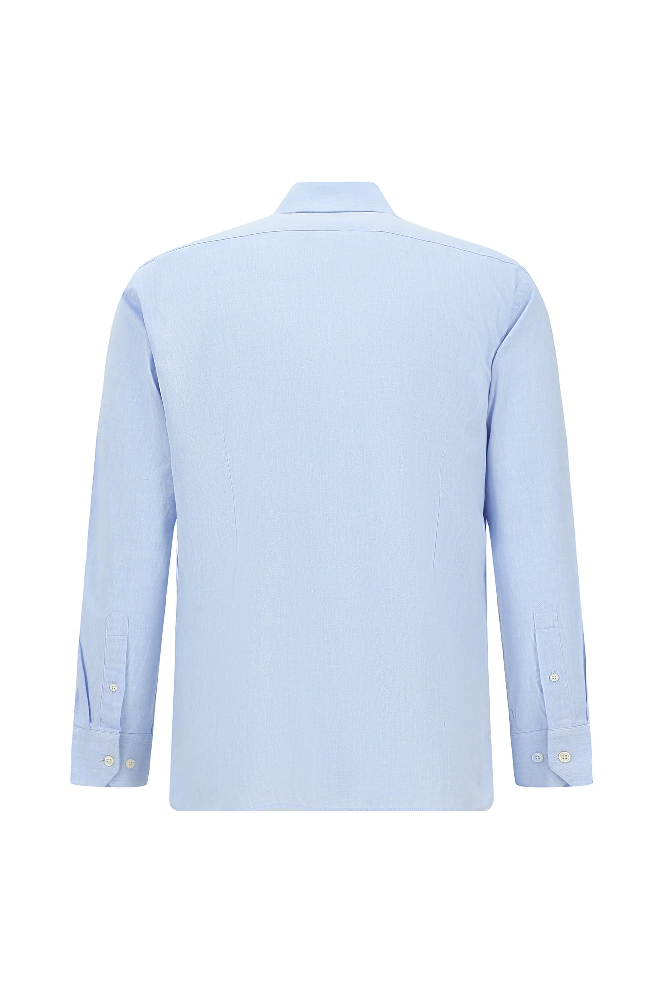 Mavi Uzun Kol Slim Fit Dar Kesim Pamuklu Keten Gömlek