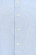 Mavi Uzun Kol Slim Fit Dar Kesim Pamuklu Keten Gömlek