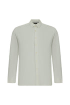 Beyaz Uzun Kol Slim Fit Dar Kesim Pamuklu Keten Gömlek