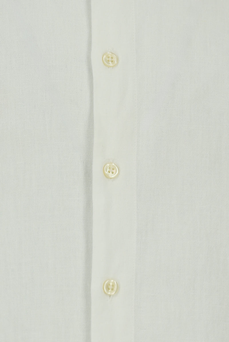 Beyaz Uzun Kol Slim Fit Dar Kesim Pamuklu Keten Gömlek