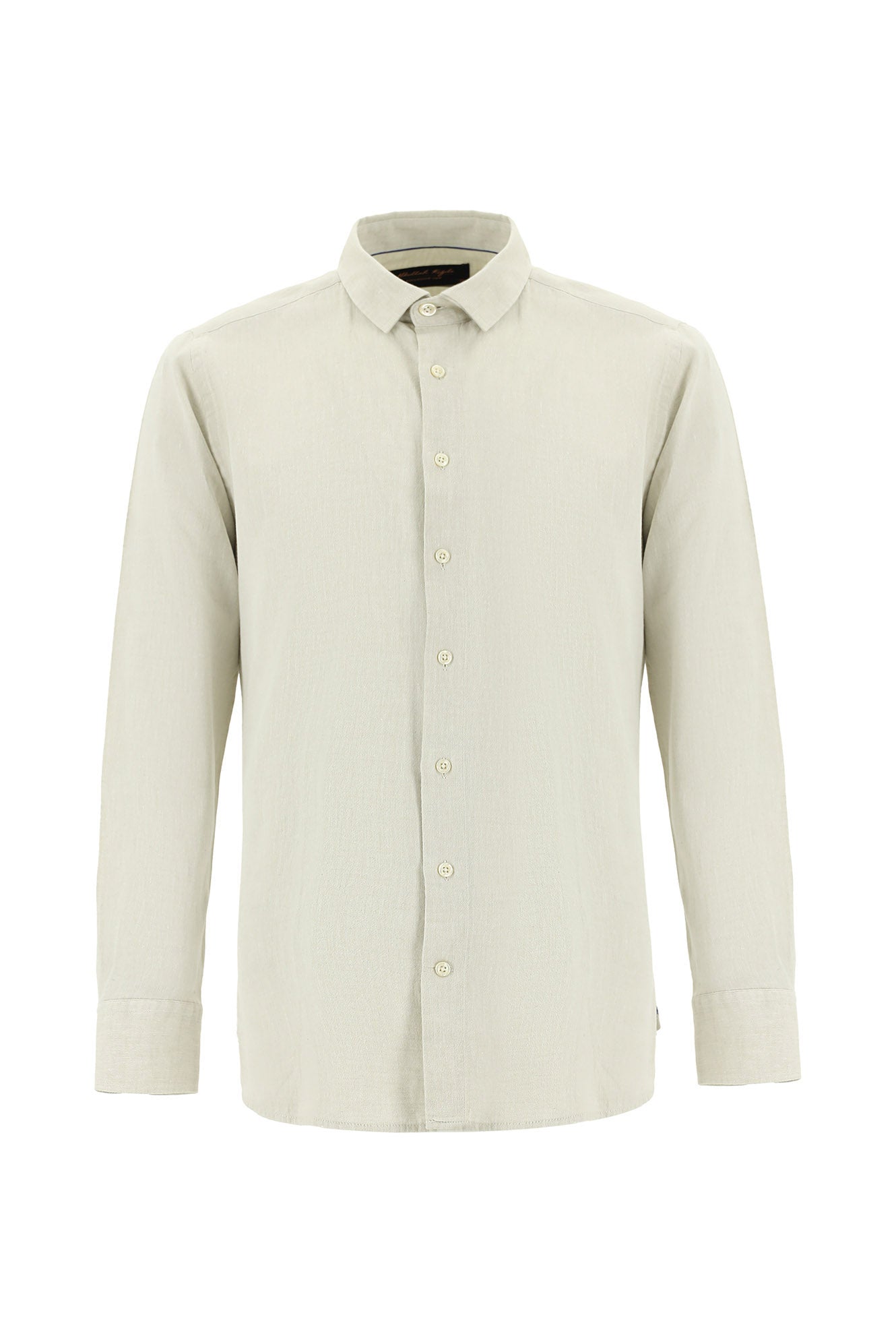 Taş Uzun Kol Slim Fit Dar Kesim Keten Gömlek