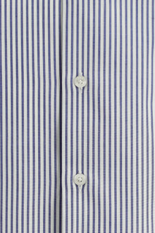 Orta Lacivert Uzun Kol Slim Fit Dar Kesim Çizgili Pamuk İtalyan Gömlek