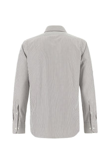 Koyu Kahve Uzun Kol Slim Fit Dar Kesim Çizgili Pamuk İtalyan Gömlek