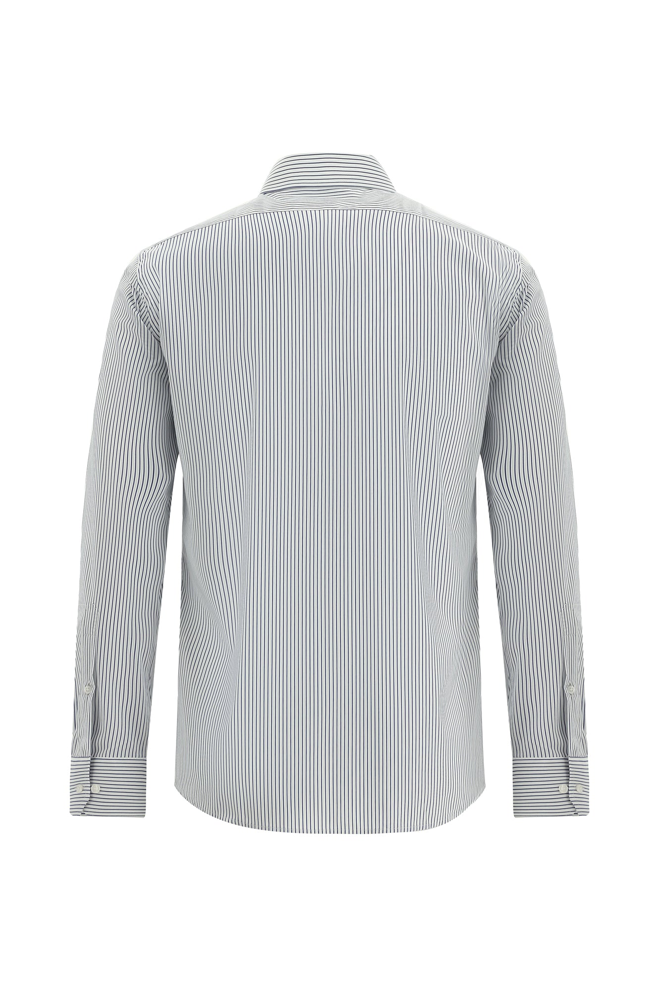 Beyaz Uzun Kol Slim Fit Dar Kesim Klasik Çizgili Pamuklu İtalyan Gömlek