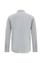 Beyaz Uzun Kol Slim Fit Dar Kesim Klasik Çizgili Pamuklu İtalyan Gömlek