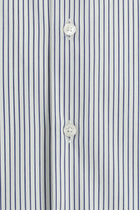 Beyaz Uzun Kol Slim Fit Dar Kesim Klasik Çizgili Pamuklu İtalyan Gömlek