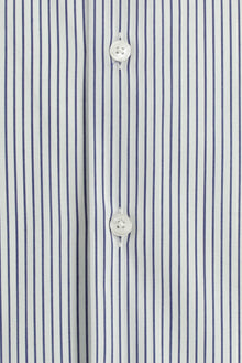 Beyaz Uzun Kol Slim Fit Dar Kesim Klasik Çizgili Pamuklu İtalyan Gömlek