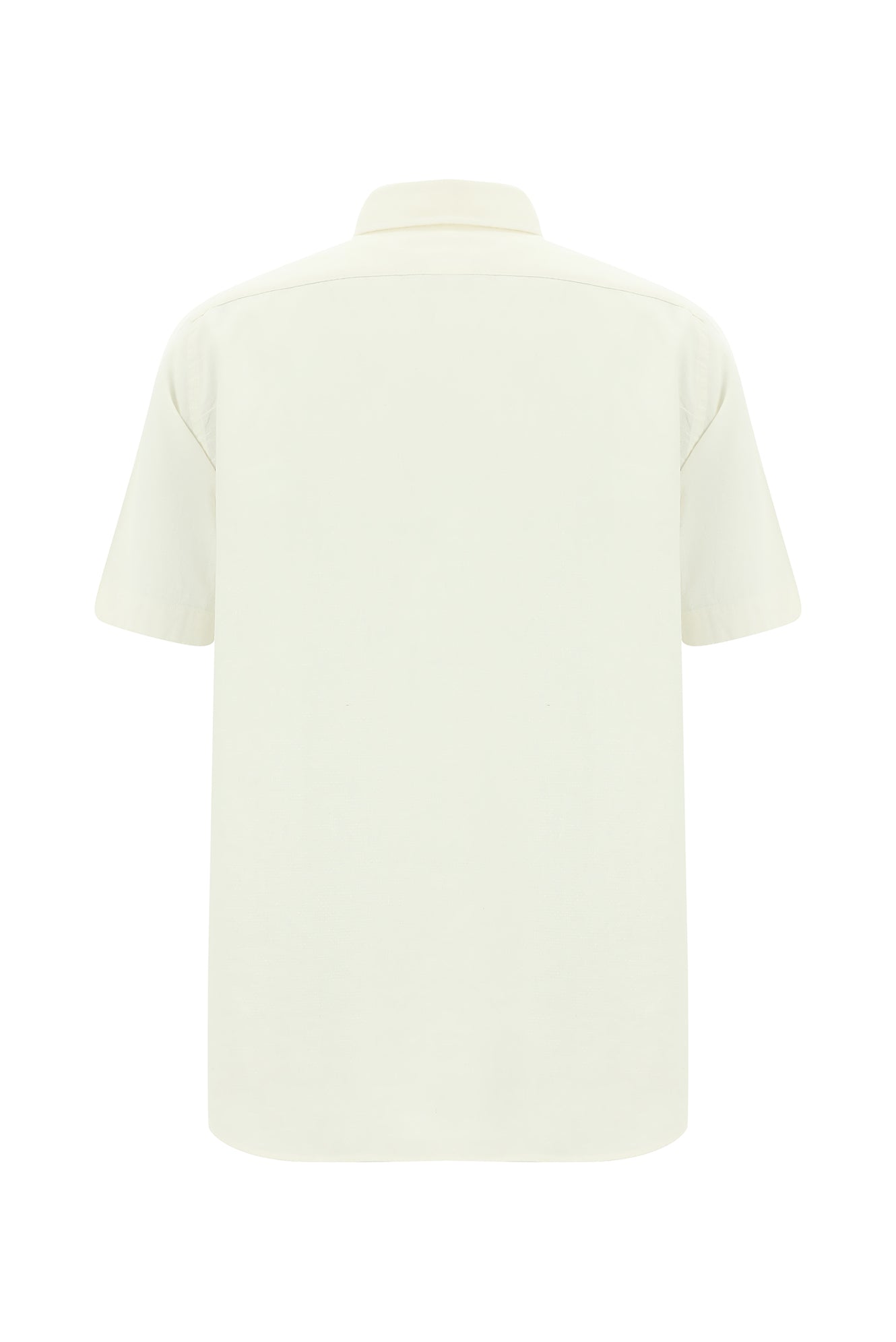 Ekru Kısa Kol Regular Fit Desenli Keten Gömlek