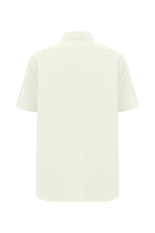 Ekru Kısa Kol Regular Fit Desenli Keten Gömlek