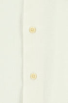 Ekru Kısa Kol Regular Fit Desenli Keten Gömlek