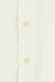 Ekru Kısa Kol Regular Fit Desenli Keten Gömlek