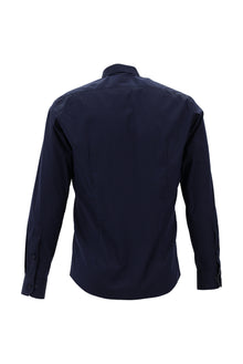 Koyu Lacivert Uzun Kol Slim Fit Dar Kesim Klasik Pamuklu Gömlek