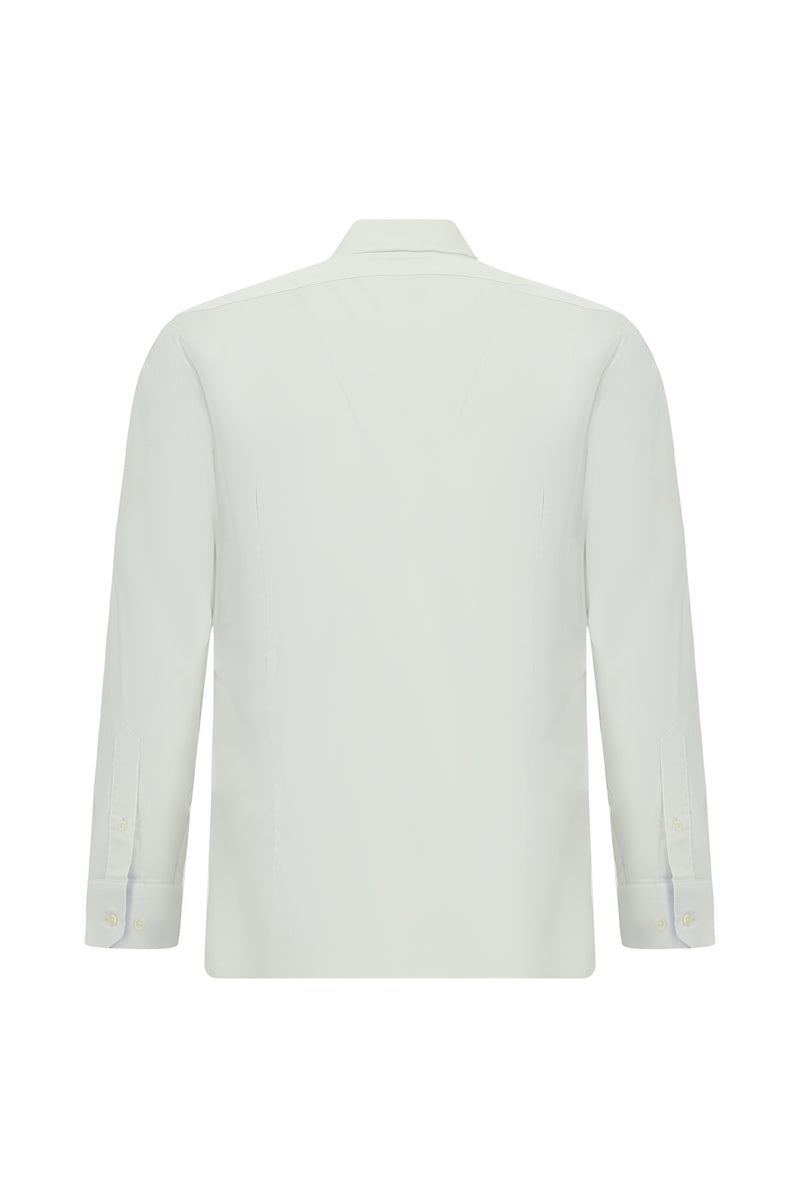 Beyaz Uzun Kol Slim Fit Dar Kesim Klasik Pamuklu Gömlek