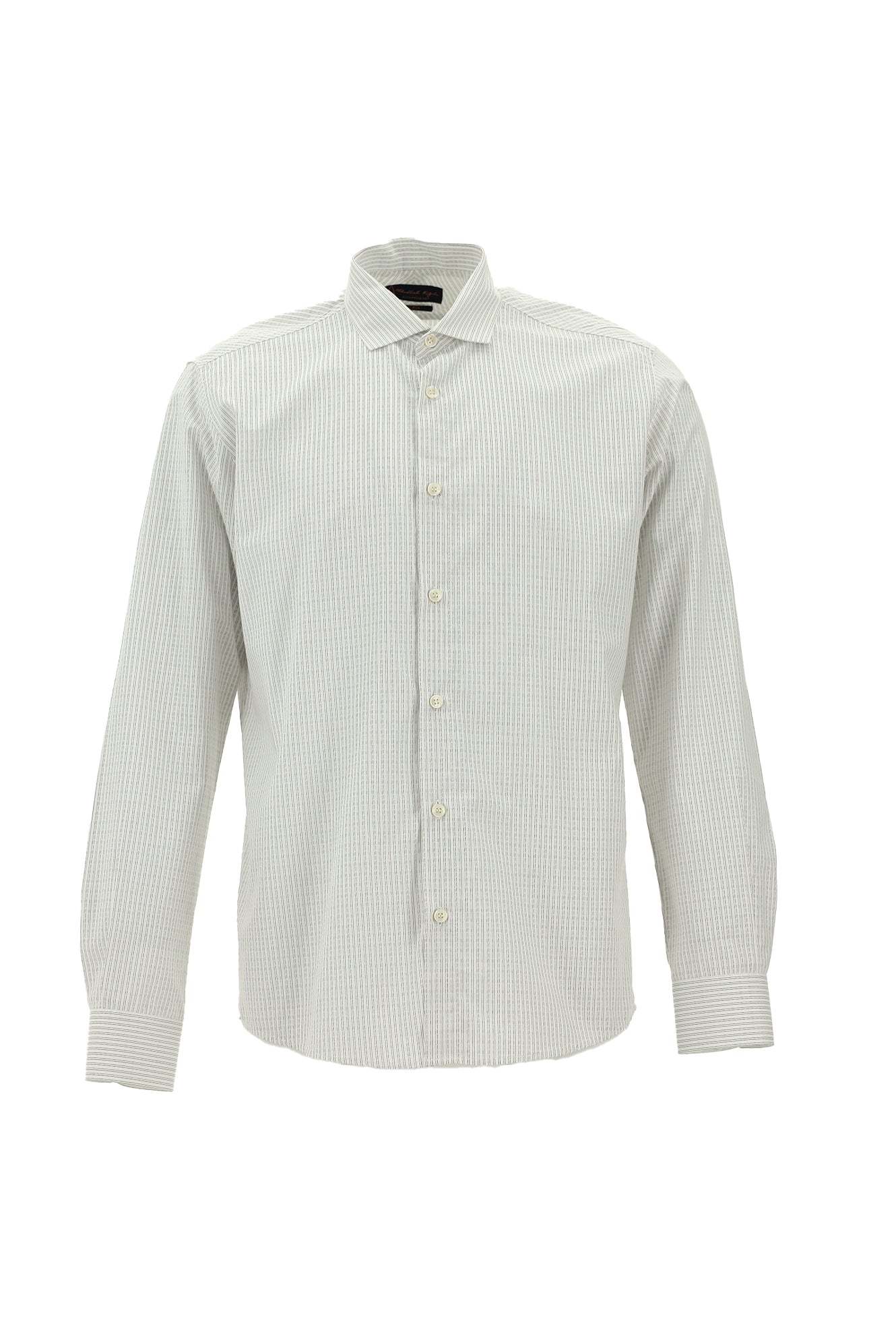 Koyu Kahve Uzun Kol Slim Fit Dar Kesim Çizgili Pamuk Gömlek