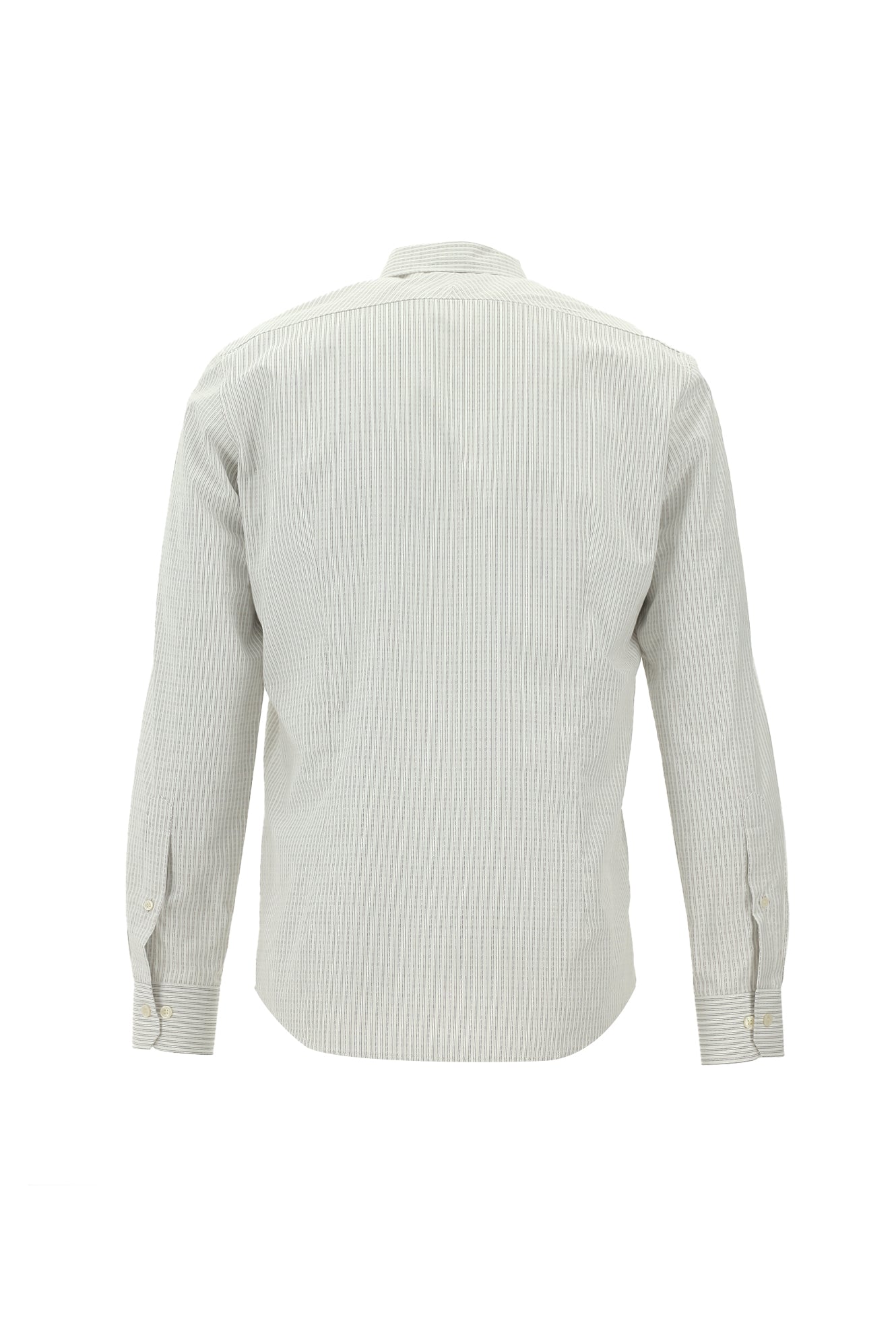 Koyu Kahve Uzun Kol Slim Fit Dar Kesim Çizgili Pamuk Gömlek