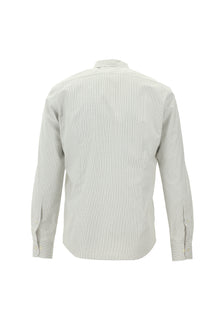 Koyu Kahve Uzun Kol Slim Fit Dar Kesim Çizgili Pamuk Gömlek