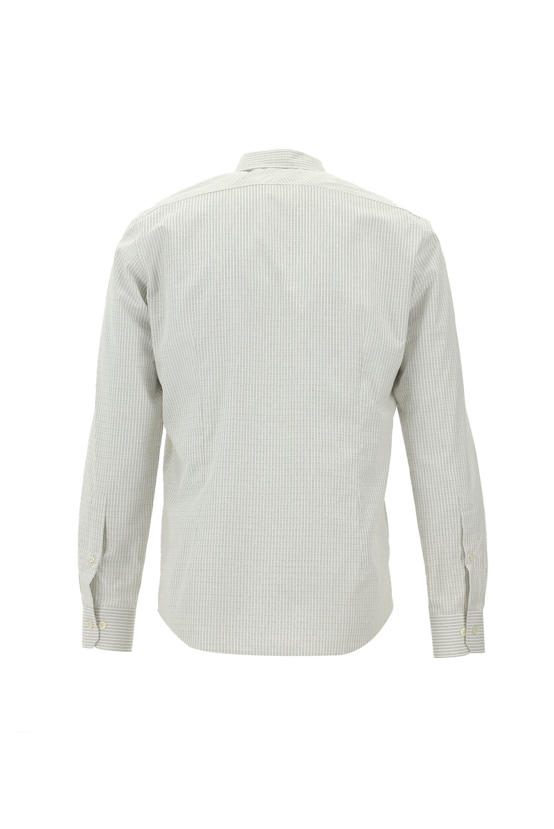 Koyu Kahve Uzun Kol Slim Fit Dar Kesim Çizgili Pamuk Gömlek