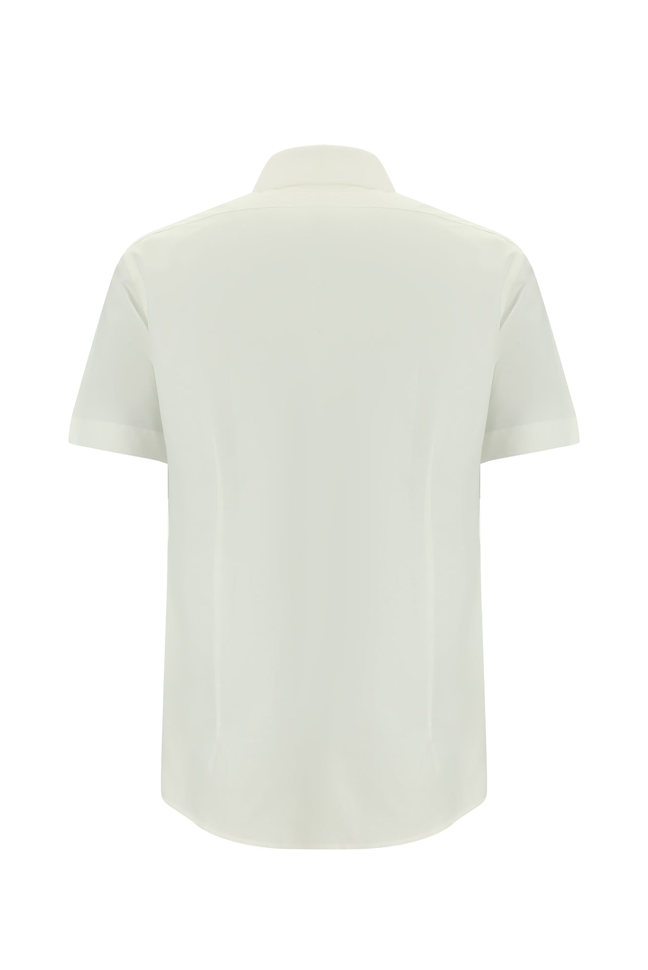 Beyaz Kısa Kol Slim Fit Dar Kesim Desenli Pamuk Gömlek