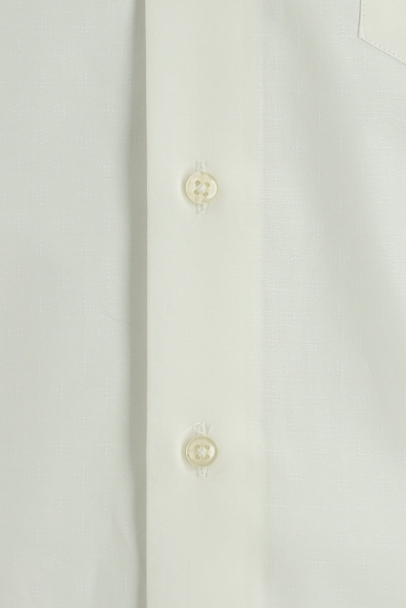 Beyaz Kısa Kol Slim Fit Dar Kesim Desenli Pamuk Gömlek