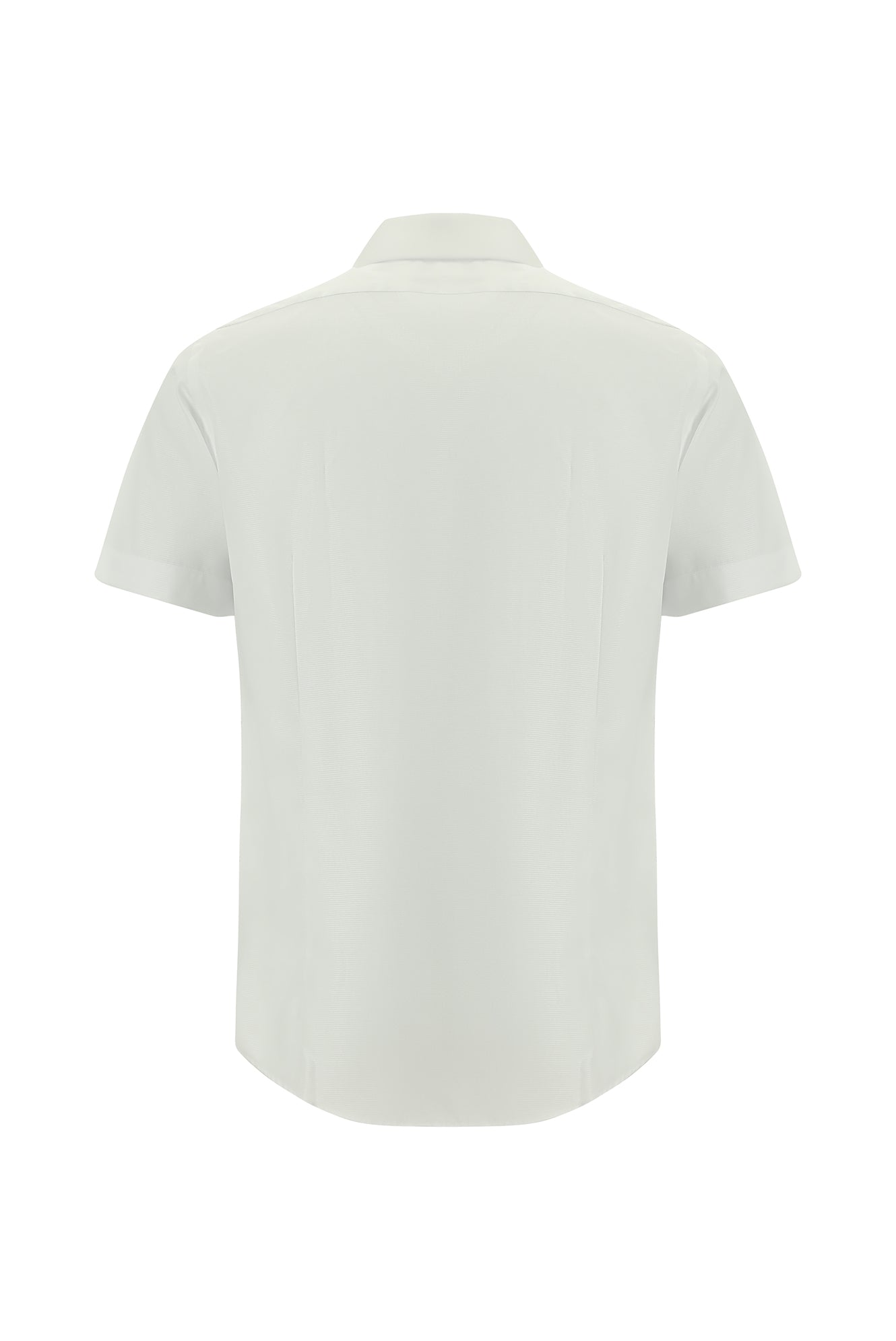 Beyaz Kısa Kol Slim Fit Dar Kesim Desenli Pamuk Gömlek