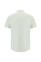 Beyaz Kısa Kol Slim Fit Dar Kesim Desenli Pamuk Gömlek