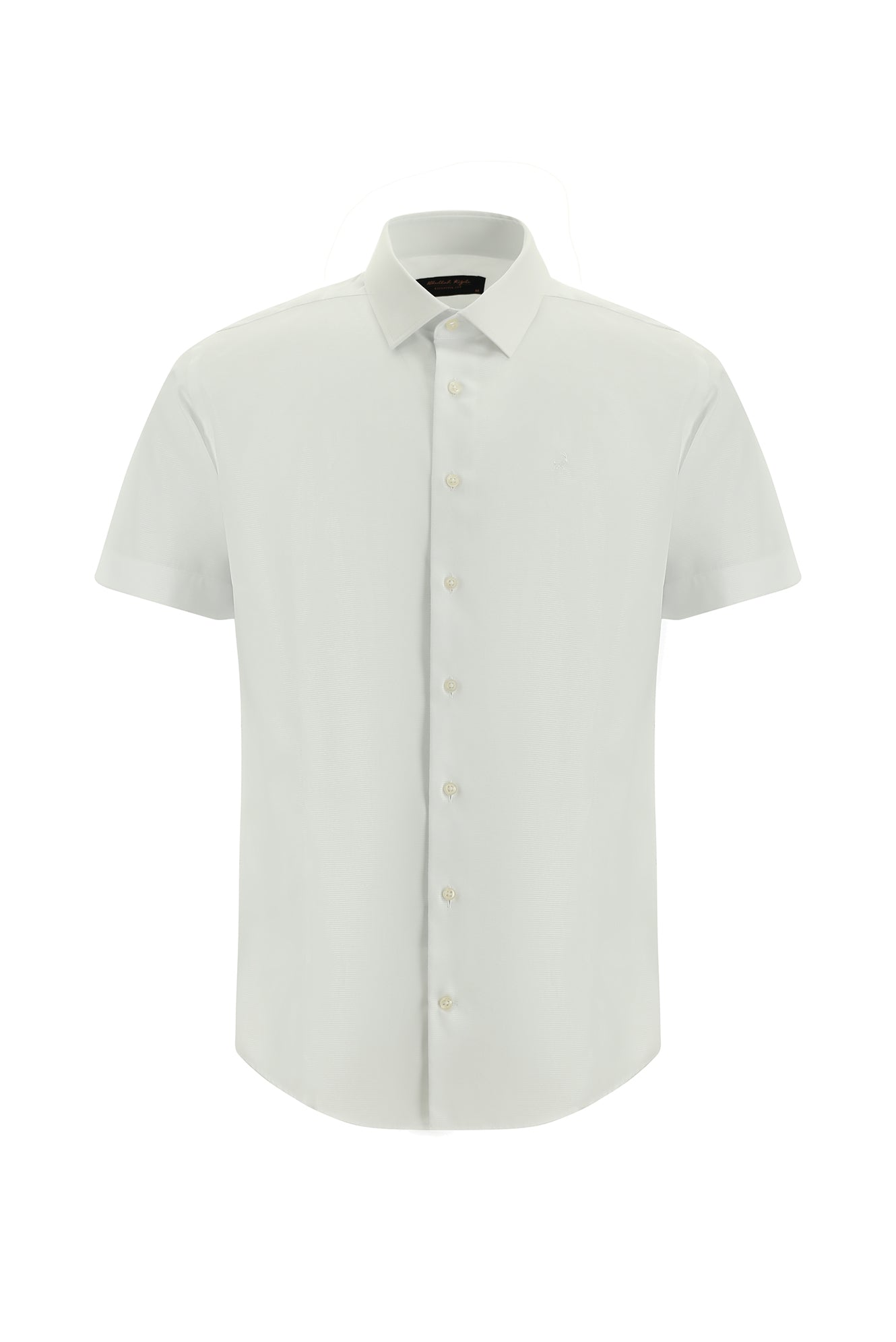 Beyaz Kısa Kol Slim Fit Dar Kesim Desenli Pamuk Gömlek