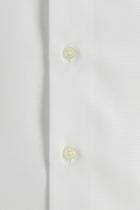 Beyaz Kısa Kol Slim Fit Dar Kesim Desenli Pamuk Gömlek