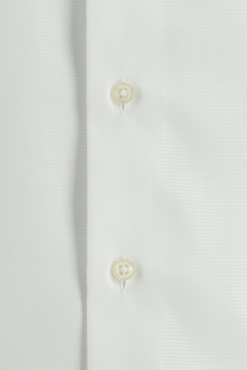 Beyaz Kısa Kol Slim Fit Dar Kesim Desenli Pamuk Gömlek