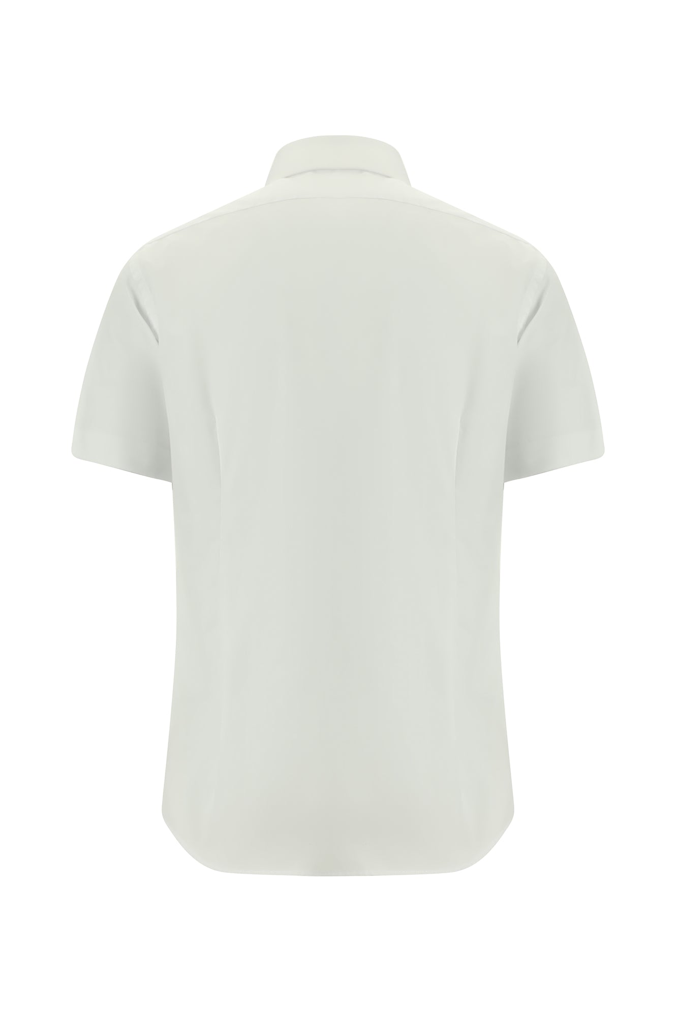 Beyaz Kısa Kol Slim Fit Dar Kesim Desenli Pamuk Gömlek