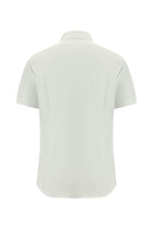 Beyaz Kısa Kol Slim Fit Dar Kesim Desenli Pamuk Gömlek