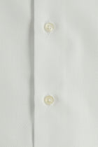 Beyaz Kısa Kol Slim Fit Dar Kesim Desenli Pamuk Gömlek