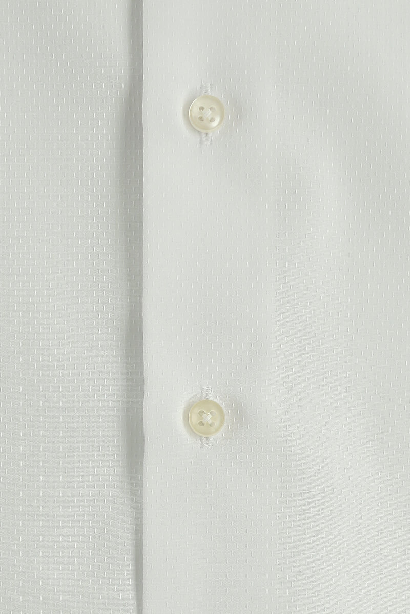 Beyaz Kısa Kol Slim Fit Dar Kesim Desenli Pamuk Gömlek