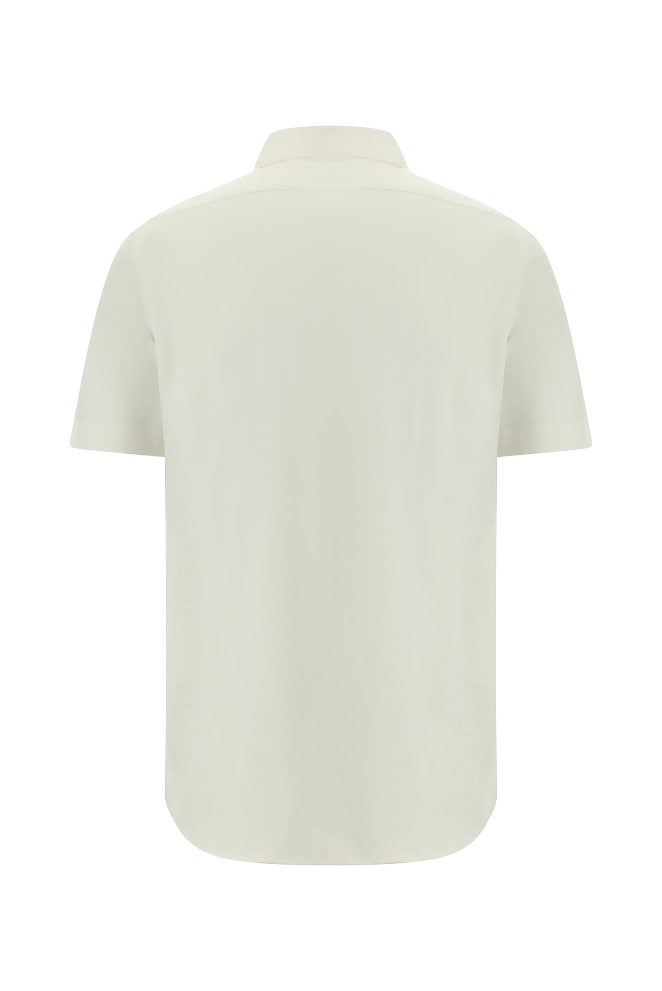 Beyaz Kısa Kol Slim Fit Dar Kesim Desenli Pamuk Gömlek