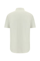 Beyaz Kısa Kol Slim Fit Dar Kesim Desenli Pamuk Gömlek