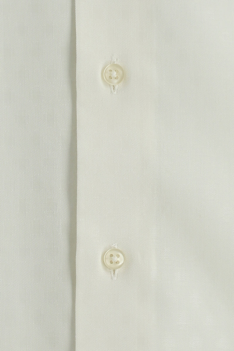 Beyaz Kısa Kol Slim Fit Dar Kesim Desenli Pamuk Gömlek