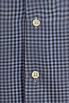 Koyu Lacivert Kısa Kol Slim Fit Dar Kesim Desenli Pamuk Gömlek
