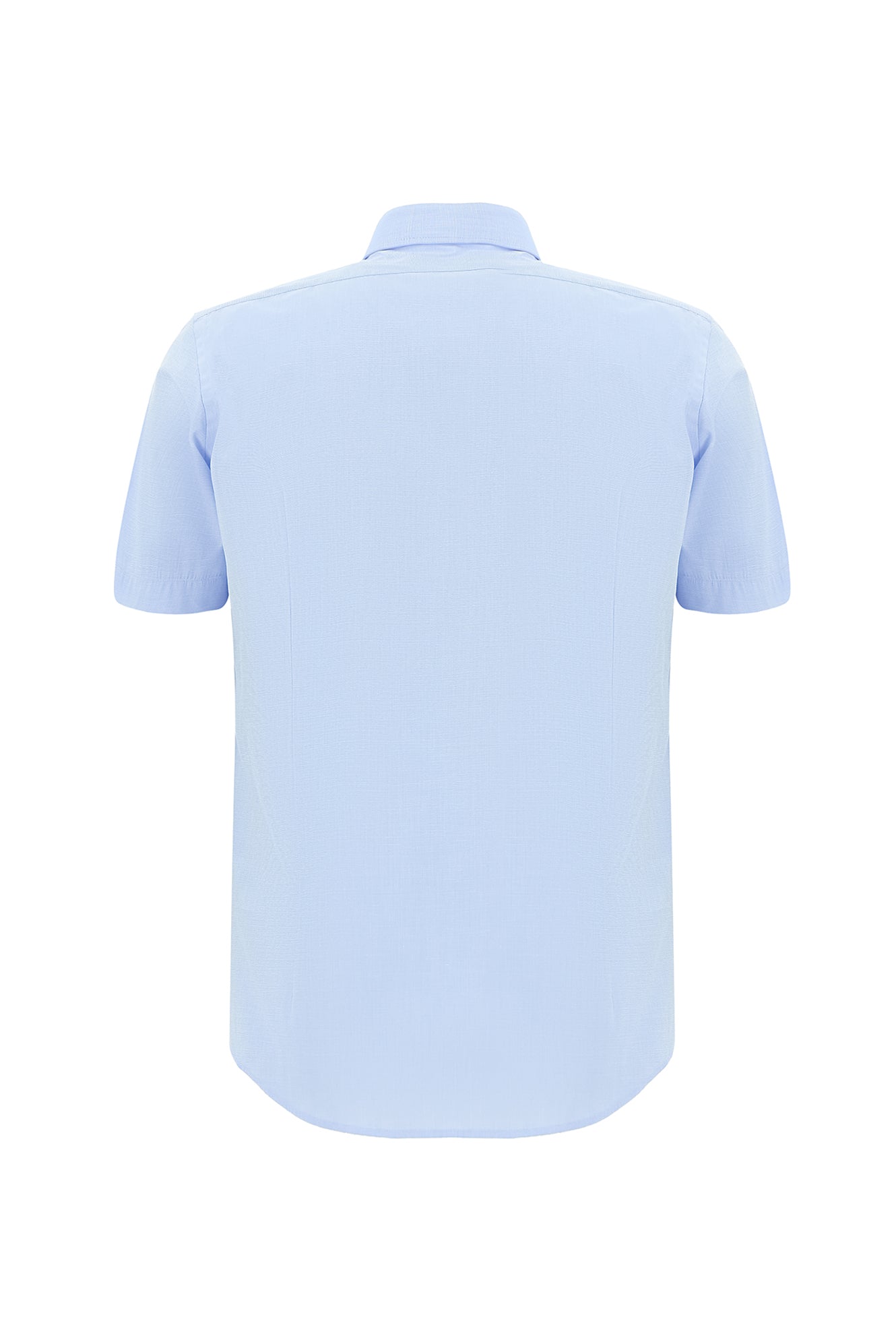 Açık Mavi Kısa Kol Slim Fit Dar Kesim Pamuk Gömlek