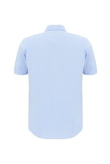 Açık Mavi Kısa Kol Slim Fit Dar Kesim Pamuk Gömlek