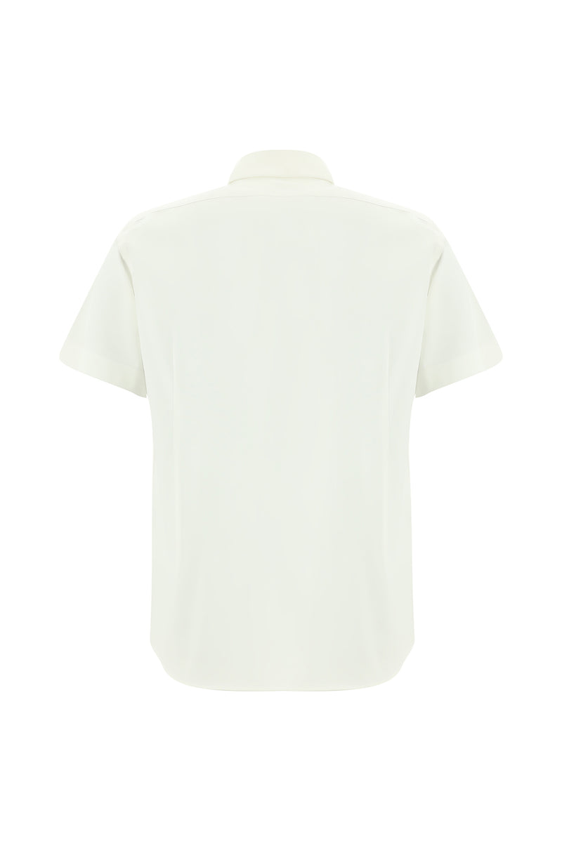 Beyaz Kısa Kol Slim Fit Dar Kesim Pamuk Gömlek