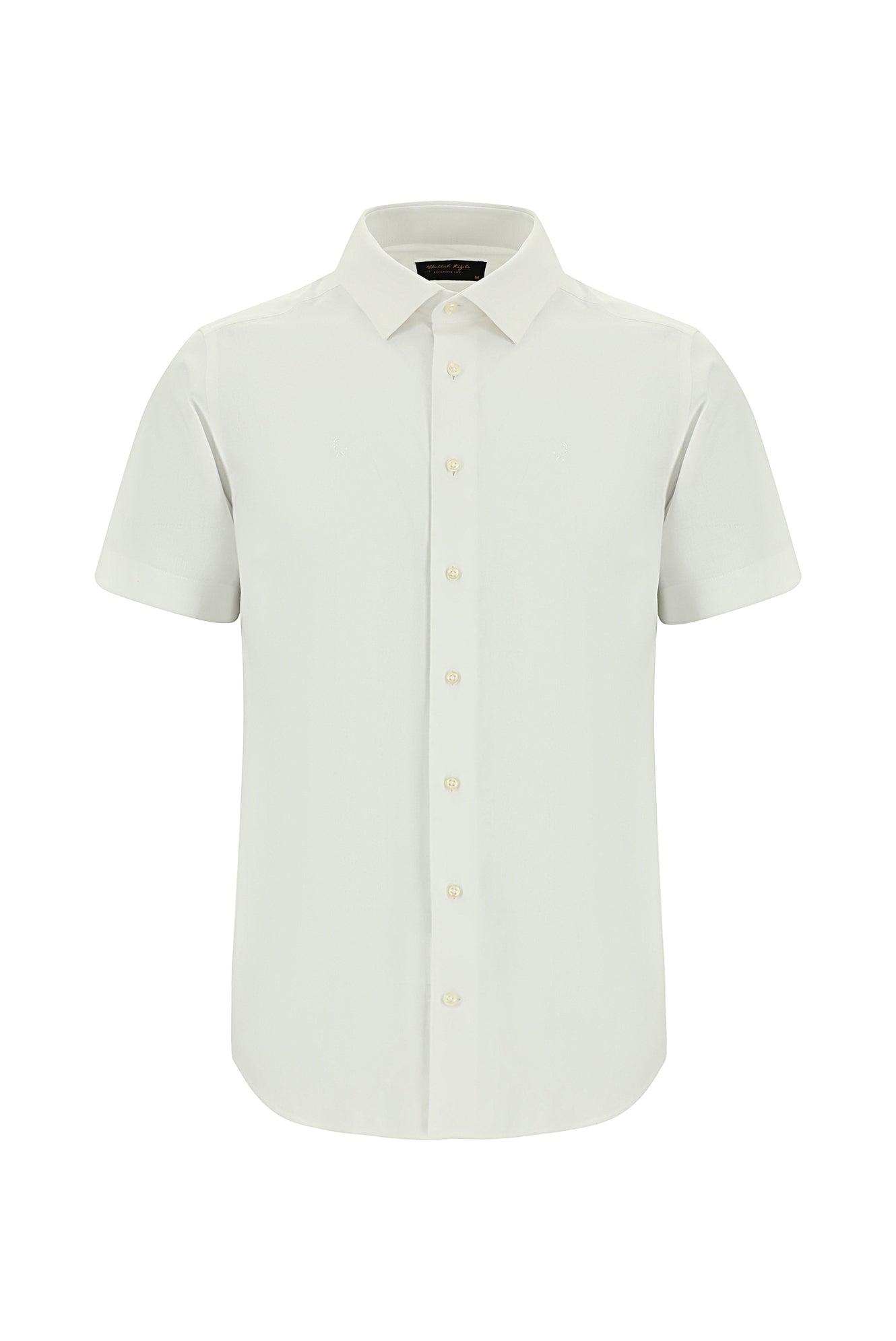 Beyaz Kısa Kol Slim Fit Dar Kesim Pamuk Gömlek