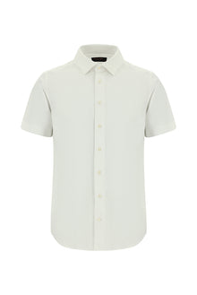Beyaz Kısa Kol Slim Fit Dar Kesim Pamuk Gömlek