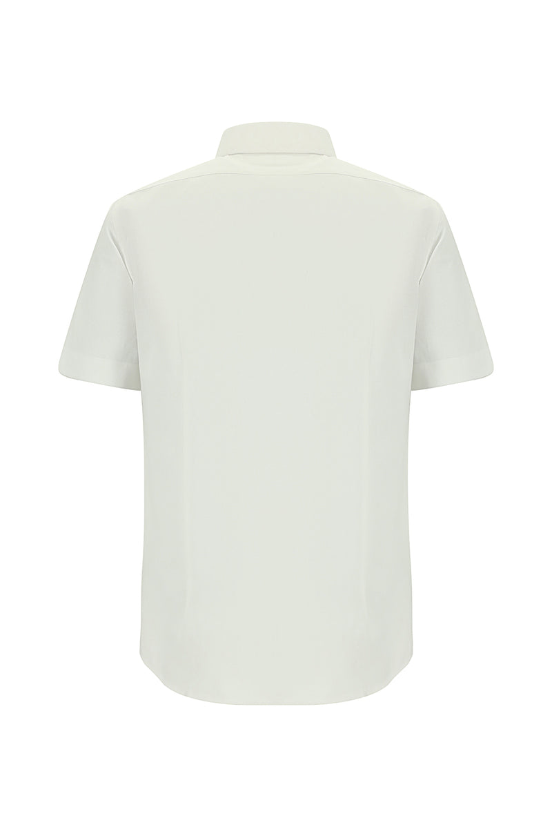 Beyaz K?sa Kol Slim Fit Dar Kesim Pamuk Gömlek-Abdullah Ki??l?