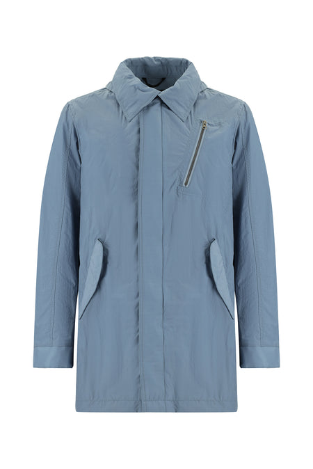 Mavi Kapüşonlu Spor Pardösü & Trençkot