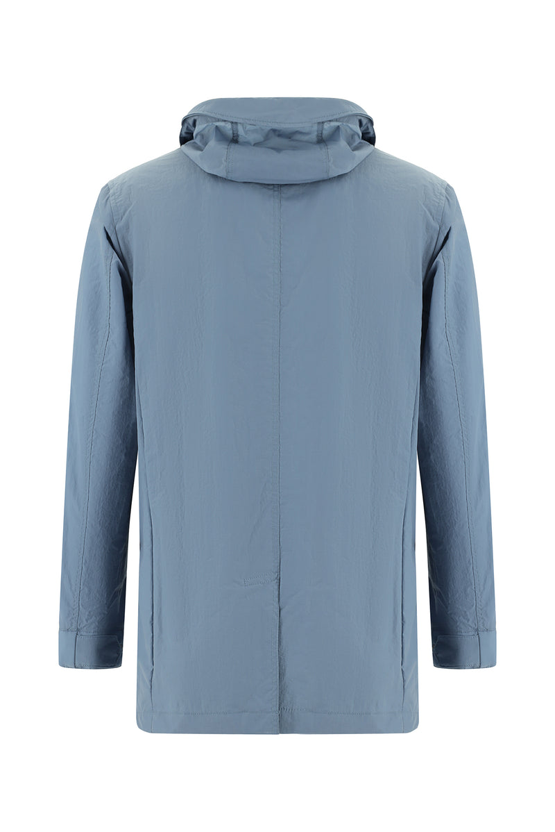 Mavi Kapüşonlu Spor Pardösü & Trençkot