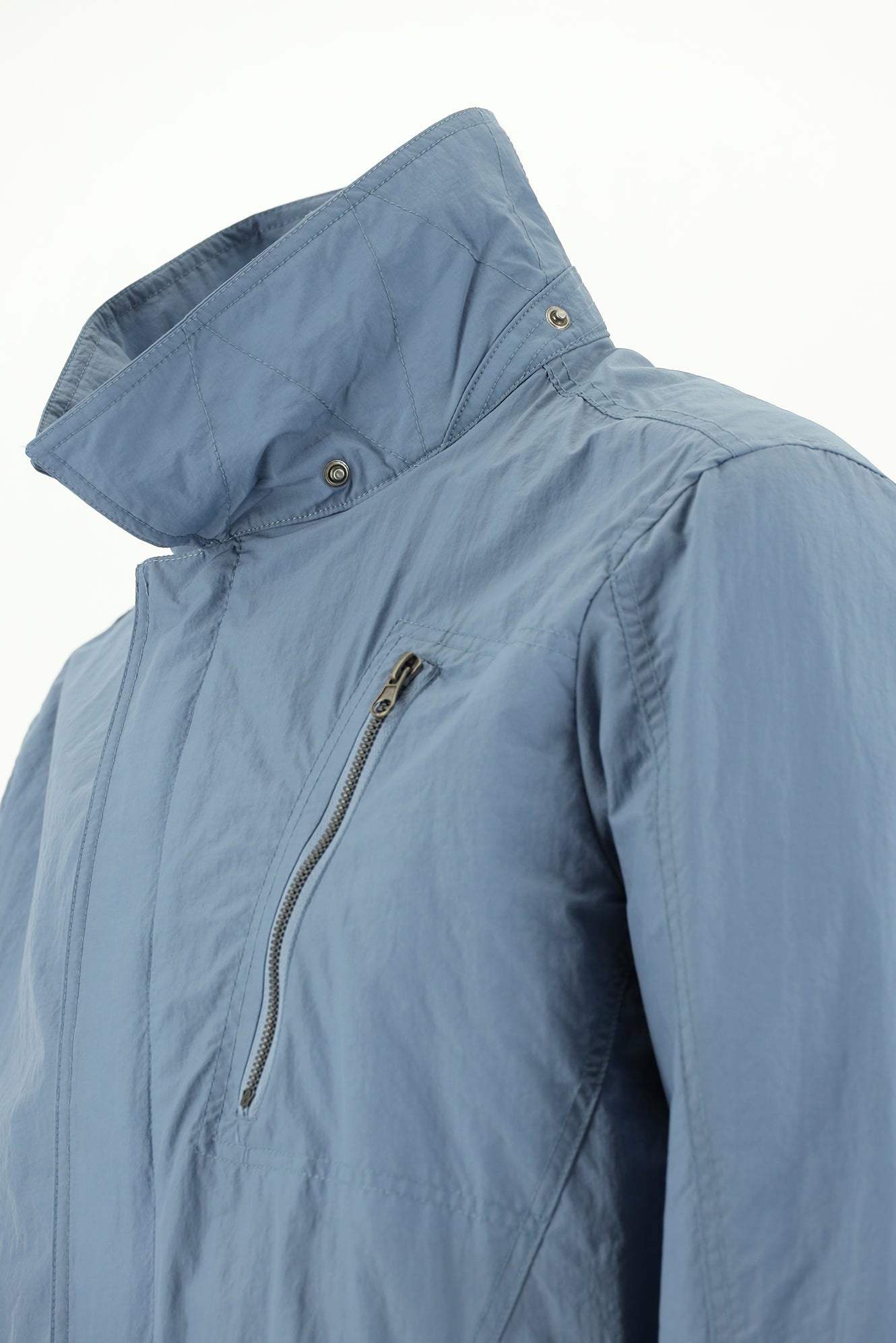 Mavi Kapüşonlu Spor Pardösü & Trençkot