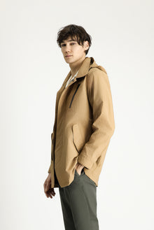 Açık Vizon Kapüşonlu Spor Pardösü & Trençkot