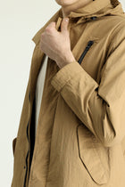 Açık Vizon Kapüşonlu Spor Pardösü & Trençkot