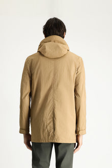 Açık Vizon Kapüşonlu Spor Pardösü & Trençkot